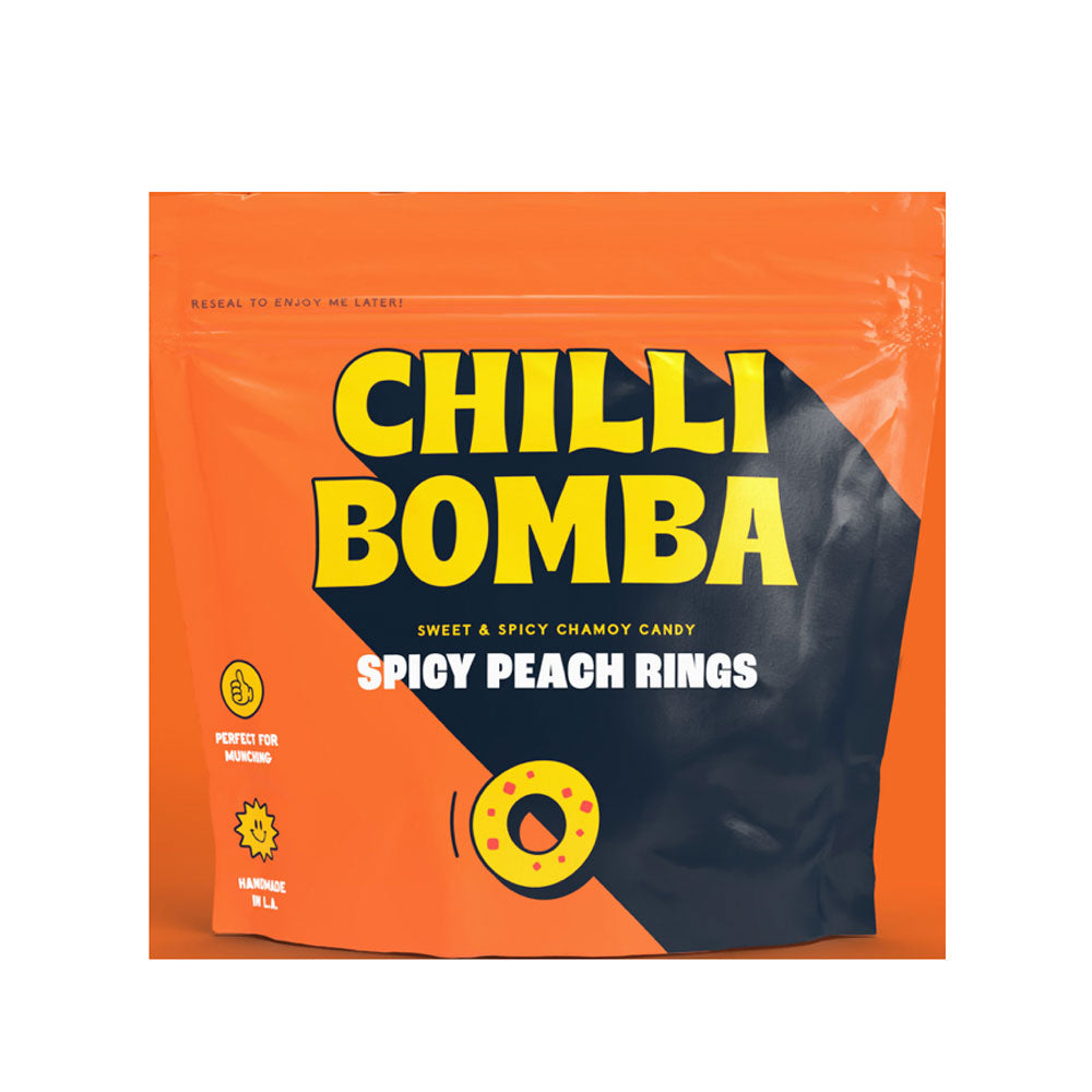 Chilli Bomba Sweet and Spicy Chamoy Candy: Spicy Peach Rings 4 oz